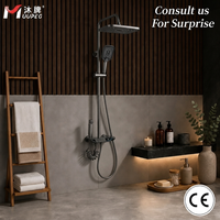 Ensemble de douche intelligent mural MUUPEG de luxe en laiton gris anthracite avec affichage numérique LED à touches de piano, jet de pluie doux, pour hôtel, appartement, villa