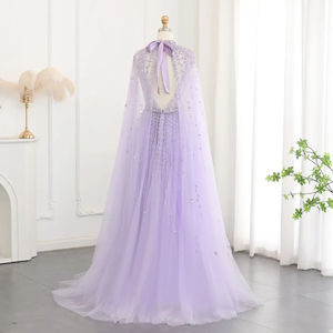 Jancember SZ495 Elegante cuello alto <span class=keywords><strong>Cap</strong></span> Sleeve Illusion Dubai Party Vestidos de noche - Product Image 2