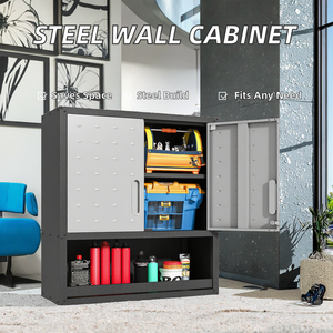 Armoire murale moderne à double porte, grande capacité de rangement, en acier, verrouillable, réglable, spacieuse, murale, pour supermarché - Product Image 2