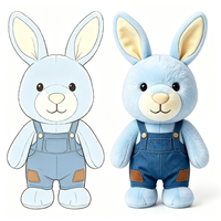 Peluche Lapin de Dessin Animé Doux et Moelleux avec Tenue en Jean – Poupée Animale Adorable Personnalisable et Hypoallergénique