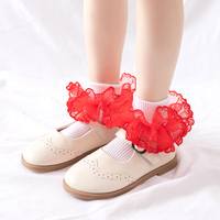 Vente chaude été respirant multicolore Tulle dentelle enfants botte à volants chaussettes enfants coton confortable danse à volants chaussettes