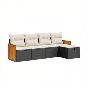 Conjunto de Sofá de Jardín de Ratán Negro con Almacenamiento, Muebles de Exterior de Diseño Contemporáneo, Cojines Impermeables de Espuma de Alta Densidad - Product Image 1