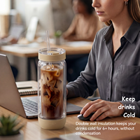 Gobelet en verre borosilicate de haute qualité, à double paroi, isolé, portable, anti-fuite, pour boissons froides, pour usage quotidien