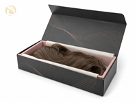 Boîte à perruque rigide magnétique avec logo personnalisé, laminage mat et doublure en éponge, emballage de luxe pour extensions de cheveux pour les marques de beauté