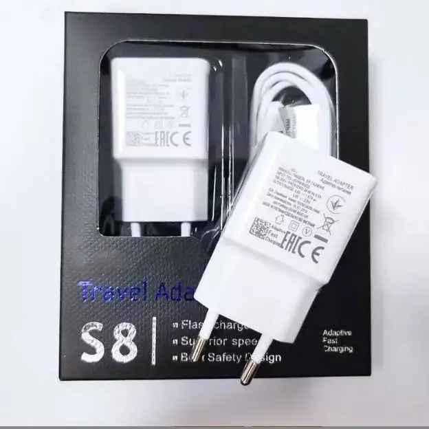 Adaptador Original qc3.0 para teléfono móvil de viaje, carga de pared USB con cable tipo c para samsung Galaxy S8, S9, Note 9, s10, Cargador rápido