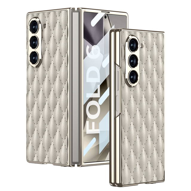 Luxury Electroplated High Quality Leather Back Cover Phone case for Samsung Galaxy Z Fold 6 Fold 5 Wholesale Phone case Cover