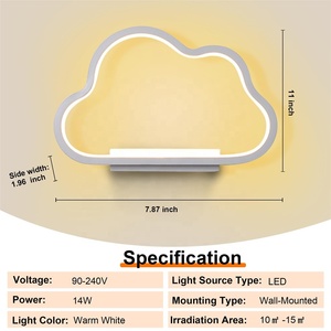 Veilleuse 15W LED <span class=keywords><strong>Applique</strong></span> Murale Silicone Blanc Chaud pour Chambre Enfants Chambre Nuage Néon Lampe Décorative - Product Image 5