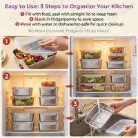 Contenants alimentaires modulaires en acier inoxydable anti-fuite, boîtes à lunch empilables de qualité alimentaire 304 pour la préparation des repas