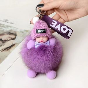 Porte-clés en peluche douce et moelleuse en forme de lapin avec boule, adorable et mignon, pour bébé endormi, pour clés de voiture, breloque de sac, cadeau - Product Image 3
