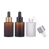 Bouteille compte-gouttes en verre transparent avec pipette, à épaule plate, pour sérum d'huile essentielle, 20ml, 30ml, 50ml, 60ml, 80ml, 100ml