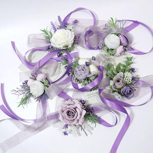 Mor Boutonniere düğün aksesuarları Buttonhole erkekler gelin nedime lavanta yapay çiçekler balo korsage masa dekorasyon - Product Image 2