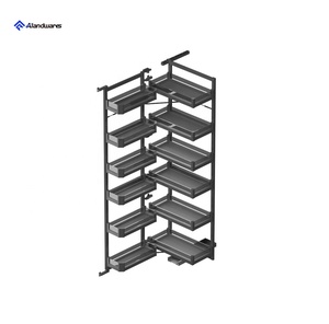 Alandwares GPU-456 Modernes Design Hochschrank mit Gehärtetem Glas Ausziehkorb Große Kapazität Multifunktional Platzsparend Küche - Product Image 1