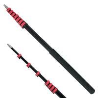 Perche de nettoyage télescopique extra longue, tige en aluminium multi-sections pour les tâches à haute portée, poignée antidérapante et embout métallique
