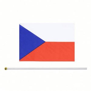 Drapeau miniature de la République tchèque imprimé sur mesure, 14x21cm, vente en gros, pas cher, drapeau tchèque à agiter à la main - Product Image 5