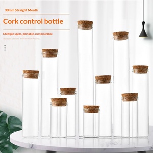Vente en gros de flacons de stockage en verre de 30 mm avec bouchons en liège - Bouteilles transparentes en borosilicate de haute qualité pour échantillons liquides et secs - Product Image 1