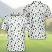 Polo de golf pour homme de haute qualité, design amusant, impression par sublimation sur toute la surface, squelette, coupe ajustée, logo personnalisé