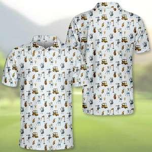 <span class=keywords><strong>Polo</strong></span> de golf pour homme de haute qualité, design amusant, impression par sublimation sur toute la surface, squelette, coupe ajustée, logo personnalisé - Product Image 2