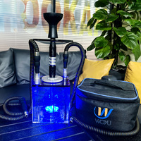 Ensemble complet de chicha arabe en métal avec kit de tuyau éclairé par LED, design moderne et minimaliste, accessoires de chicha complets