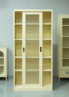 Armoire de rangement avec porte coulissante en verre pour bureau, armoire de classement métallique verrouillable pour espace de travail commercial