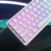 Clavier mécanique USB filaire personnalisé blanc 61 touches format compact 60 % portable pour gaming anti-ghosting éclairage multicolore