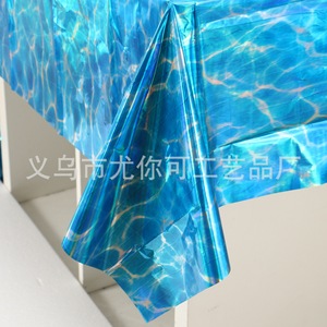 Yunik Laser Ocean <b>Tablecloth</b> 137x274cm Iridescent <b>Disposable</b> Party Decoration - Product Image 1