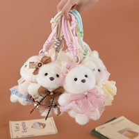 Vente directe usine : Porte-clés ours en peluche Lolita Dress, adorable ours blanc en peluche, pendentif de sac, breloque pour sac à dos de filles