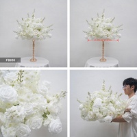 Boule de fleurs artificielle en soie 5D effet naturel, blanche, 50 cm, pour centre de table de mariage, décoration haut de gamme pour hôtels, banquets et bars