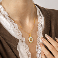 Collier pendentif cœur pièce de monnaie H&C vintage français en acier inoxydable bicolore plaqué or PVD 18 carats pour femme, bijoux au design original