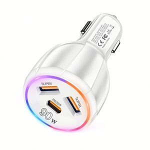 ที่ชาร์จในรถยนต์แบบหลายพอร์ต 90W รุ่นใหม่ ชาร์จเร็ว USB-A และ TYPE-C รองรับการใช้งานกับโทรศัพท์ทุกรุ่น ระบบ Android รองรับ QC3.0 และ PD - Product Image 2