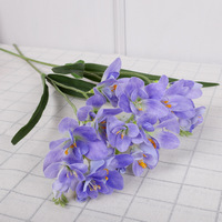 Bouquet de fleurs artificielles violettes, arrangement multi-branches avec feuilles vertes pour la décoration de mariage et de la maison, vente en gros