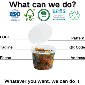 Conteneurs jetables en plastique pour sauce à salade à emporter de Xiamen avec couvercle à charnière 1 oz 1,5 oz 2 oz 4 oz Gobelets en plastique pour sauce Collations - Product Image 6