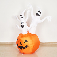Promotion : Décoration gonflable d'Halloween de 1,5 m avec citrouille et fantômes, décorations gonflables d'Halloween éclairées pour la maison avec lumières LED