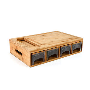 Planche à découper multifonction en bois naturel fabriquée en Chine avec quatre tiroirs et râpes - Product Image 5