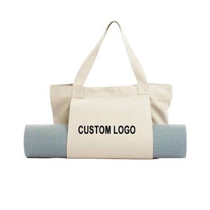 Sac de yoga multifonctionnel en coton grande capacité pour femme, personnalisé avec logo, écologique, réutilisable, durable, avec poignées, spécial pour - Product Image 1