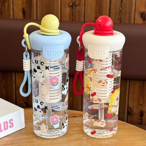 Float Plastic Cup With Carrying Rope Bpa Free Large Volume Portable Water Bottle For Travel Cute Cartoon Design - Product Image 1