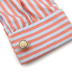 กระดุมข้อมือหรูหราสไตล์ฝรั่งเศสทรงกลมประดับเพชรพลอยสีน้ำเงินสำหรับผู้ชายเครื่องประดับแฟชั่นคุณภาพสูงสำหรับงานแต่งงาน - Product Image 3