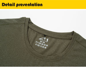 T-shirt sportif uni en maille pour homme, Spandex/Polyester, séchage rapide, respirant, anti-plis, manches courtes, coupe classique, vierge, 120g - Product Image 4