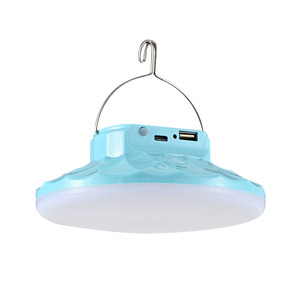 Portable Rechargeable LED Camping Lantern Blue <b>Plastic</b> Body USB Powered White Light Ceiling Mount <b>Hook</b> Design - Product Image 1