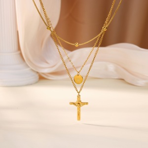 <span class=keywords><strong>Collier</strong></span> croix Ankh multicouche plaqué or 18 carats en gros, chaînes superposées, étanche, pendentif croix personnalisé en acier inoxydable - Product Image 6
