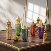Flacon de parfum miniature 15 ml en verre doré conique avec applicateur à bille, rechargeable, pour échantillon d'huile de parfum, luxe arabe
