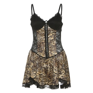 Viviblook กระโปรงสั้นสำหรับผู้หญิงกระโปรงสั้นเซ็กซี่เปิดหลังทรงสลิมฟิตเปิดหลังมีสายพิมพ์ลายเสือดาว Z1120DS01ใหม่ - Product Image 6