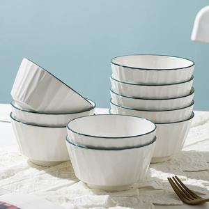 <span class=keywords><strong>จาน</strong></span>เซรามิกสีขาวบริสุทธิ์ขอบเขียว Xuan Yue สำหรับใส่ผลไม้ สลัด ของหวาน เหมาะสำหรับใช้ในบ้าน ร้าน<span class=keywords><strong>อาหาร</strong></span> หรือเป็นของขวัญ - Product Image 3