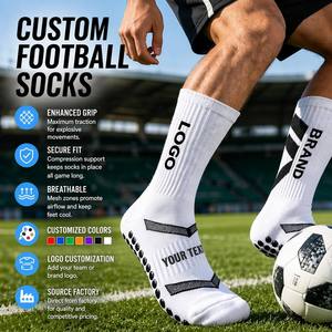 <span class=keywords><strong>Calzini</strong></span> da Calcio Personalizzati con Logo Jacquard Antiscivolo per Allenamento Giovanile, Design Personalizzato, Lunghezza e Motivi sulla Suola, <span class=keywords><strong>Calzini</strong></span> da Calcio per Uomo - Product Image 1