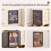Griffoir mural décoratif pour chat avec cadre en bois, en carton durable, pour chats d'intérieur