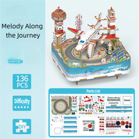 Kotak Musik Kayu Edukatif DIY Pemandangan London, Kincir Udara Berputar, Puzzle 3D, Ornamen Kota Dinamis, Koleksi, Hadiah, Mainan
