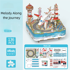 Caja de Música Educativa de Madera DIY con Diseño del Horizonte de Londres, Rompecabezas 3D Giratorio con Rueda Panorámica, Adorno Dinámico de Ciudad, Juguete Coleccionable, Regalo - Product Image 2