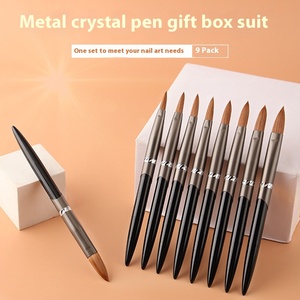 Pinceau à ongles rond 100% Kolinsky Sable, manche en bois cristallin, taille internationale allemande, outil professionnel de manucure et de beauté - Product Image 2