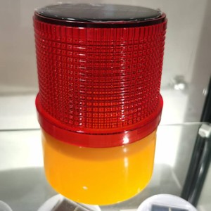 Feux de signalisation solaires 070S, modèle colonne, LED rouge et jaune clignotants, feux de sécurité pour la construction et la circulation - Product Image 1