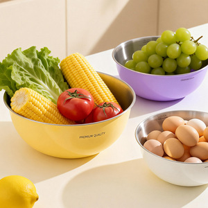 Stainless Steel Vegetable Washing <b>Basket</b> Premium Quality Mixing Bowl For Kitchen Use With Dishwasher Safe Design - Product Image 1