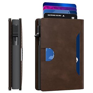 Anti-theft RFID Men's <b>Wallet</b> Ultra-thin Carbon Fiber Multi-card Slot Card Holder Portable Flip-top Pop-out <b>Metal</b> Card Holder - Product Image 5